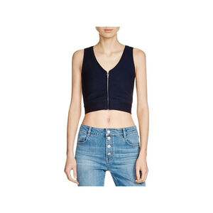 Maje Trend Ribbed Top Chevron Summer Sleeveless Top Navy Blue Size 3